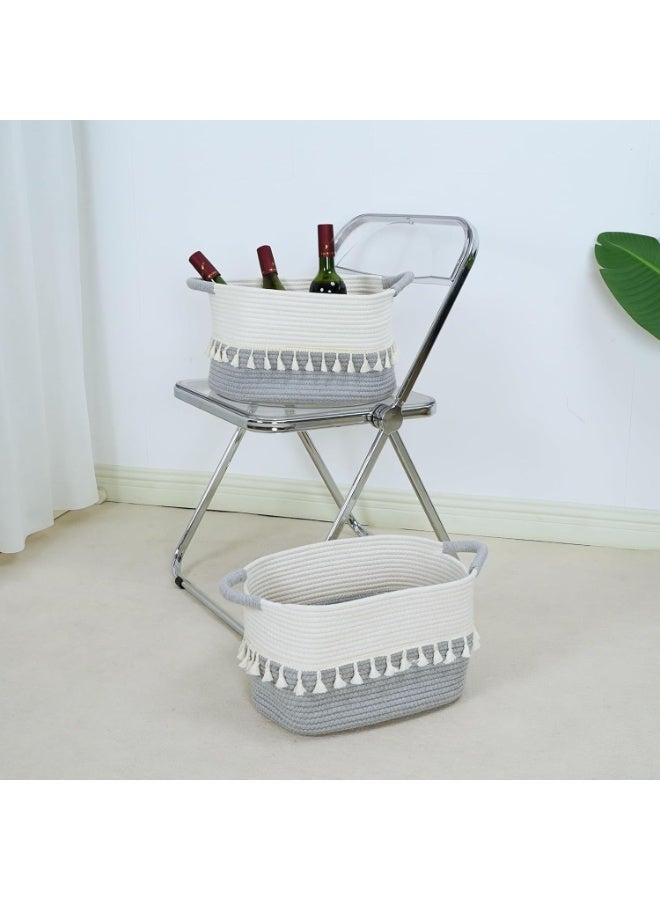 Bukela Storage Basket 3 Pack for Organizing, Cotton Rope Baskets for Toy, Clothes, Blankets, Decorative Basket for Living Room, Nursery, Bathroom, White & Gray - Image 2